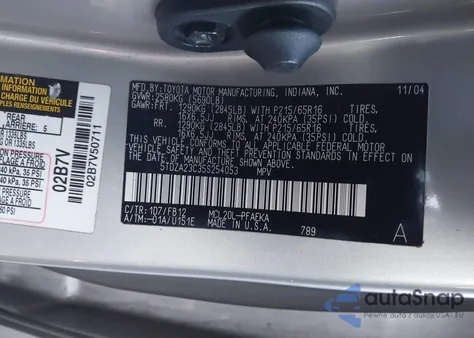 2005 Toyota Sienna Le из США, поврежденный, VIN 5TDZA23C35S254053